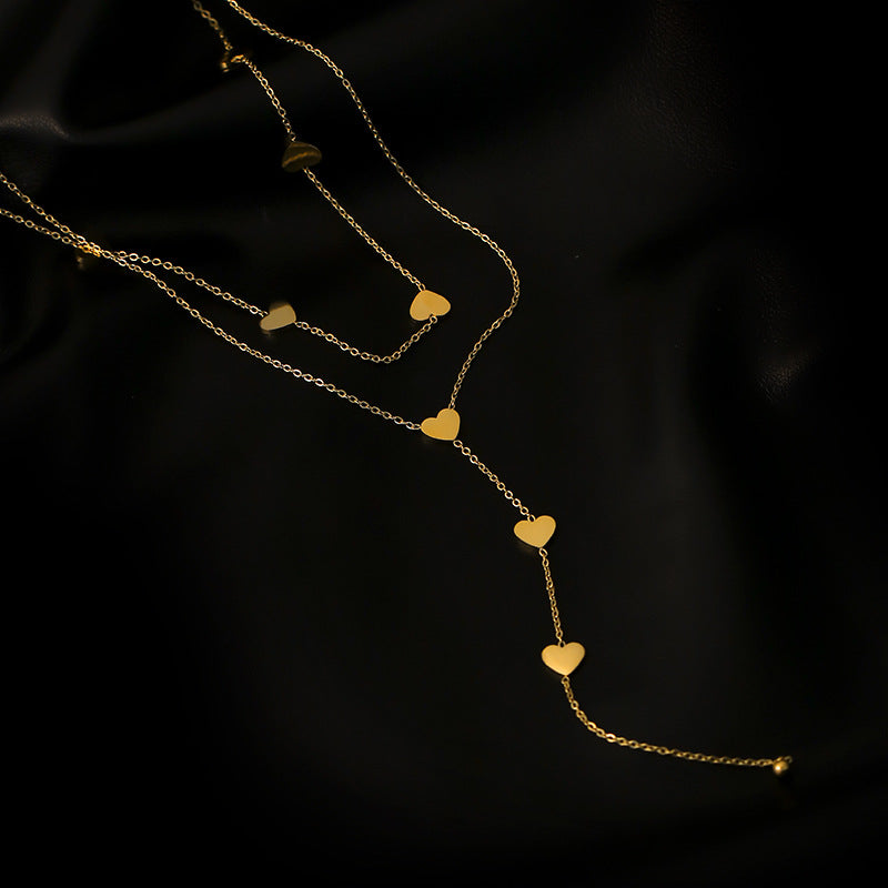 Women's Stainless Steel Double Layer Love Necklace
