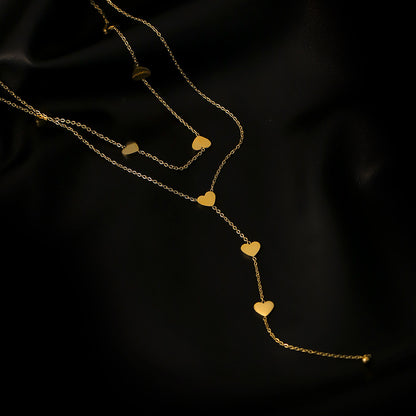Women's Stainless Steel Double Layer Love Necklace
