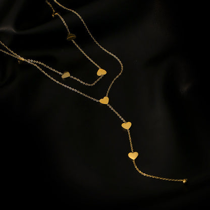 Women's Stainless Steel Double Layer Love Necklace