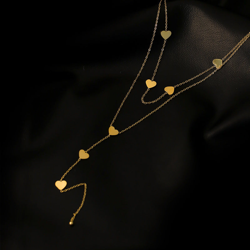 Women's Stainless Steel Double Layer Love Necklace